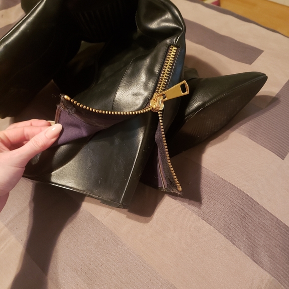 Black wedge knee high boots - Picture 3 of 7